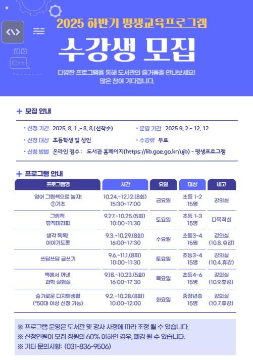 2025년 하반기 평생교육프로그램 홍보물