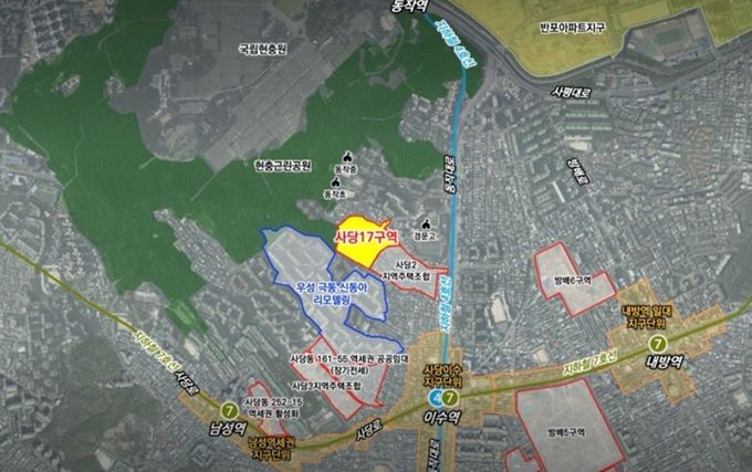 동작구 사당동 63-1 일대(44,072.7㎡) 위치도